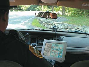 Inside shot of a computerized police cruiser