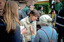 Dawn Zimmer '90 outside City Hall in Hoboken, N.J.